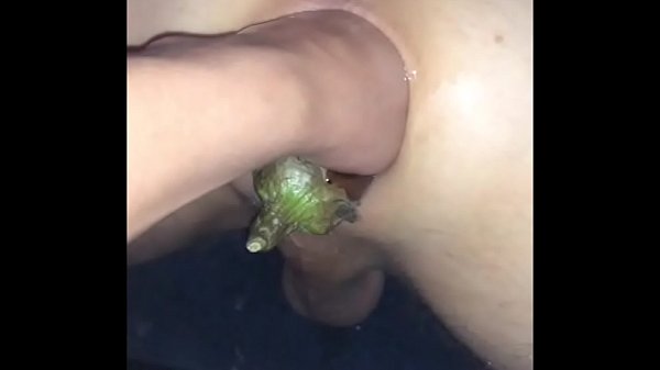 Ladyboy fist her boyfriend and use egg plant and double dildo in the gaping ass. Close up