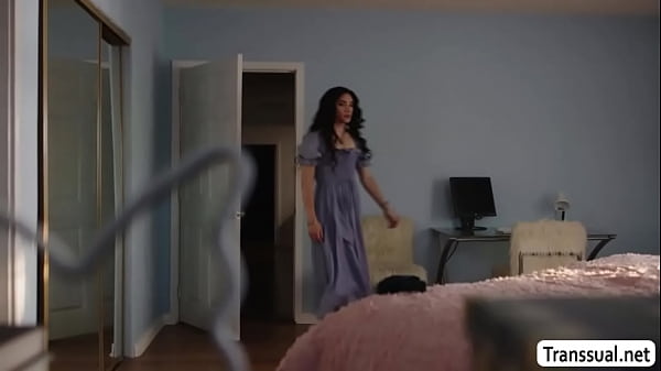 Skinny Tgirl ass fucked by perv stepson