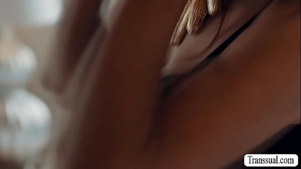 Jerking TS analed by stepson in bathroom