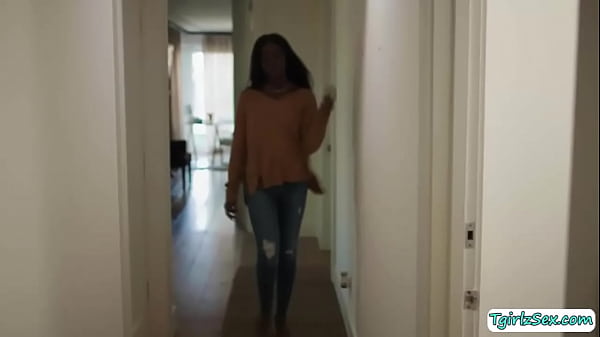 Sexy tranny fantastic interracial threesome toying and anal ass