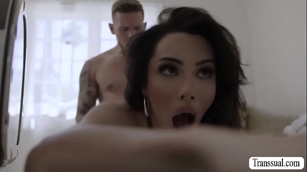 Brunette TS beauty analed by her boss