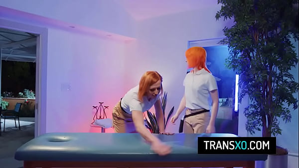 Sexy trans masseuses Jean Hollywood and Shiri Allwood in threesome sex with a sexy whore