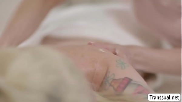 Busty masseuse gets banged by her TS friend