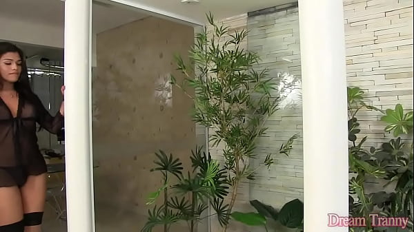 Hot and Horny Tranny Roberta Lins Jerks Off Her Meat Stick