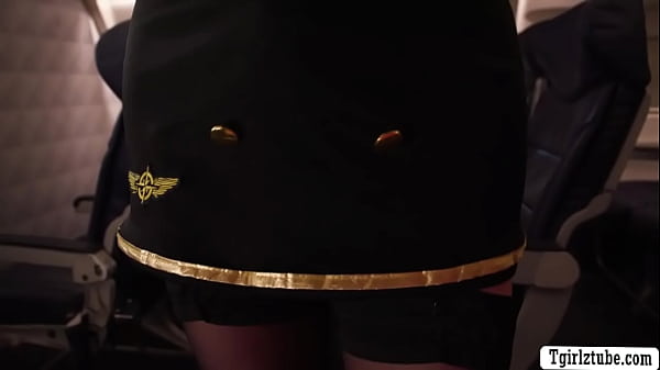Flightattendant and customer 3some sex in airplane