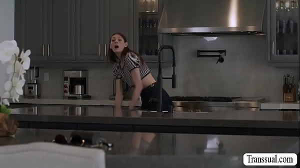 Sexy TS wife analed by horny husband in kitchen