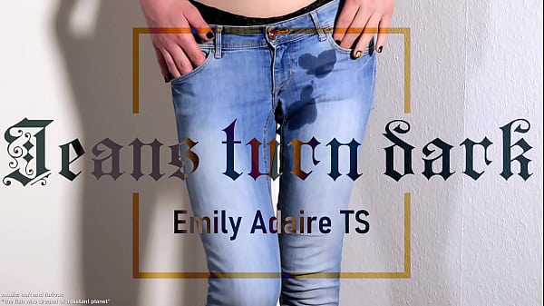 Trailer: jeans turn dark – TS pisses in her pants – jeans wetting – Emily Adaire trans german soaking wet casual skinny