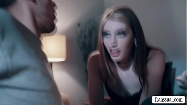 Gorgeous blonde TS lets stepbro fuck her asshole