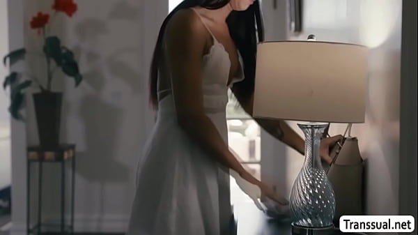 Skinny Tgirl gets home crying and analed by stepdad