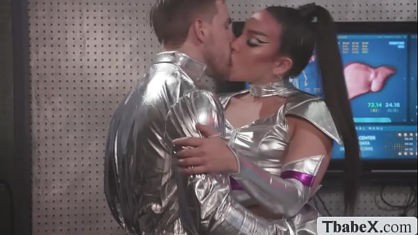 Tgirl astronaut gets ass bareback fucked in ship