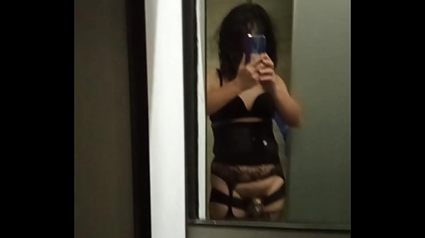 The transvestite who combines the roles of shemale, tranny, crossdresser, tgirl, sissy, femboy and ladyboy opens the toilet door to show her body to the audience