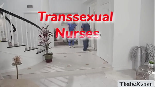 Horny dude fucks the home service TS nurse asshole