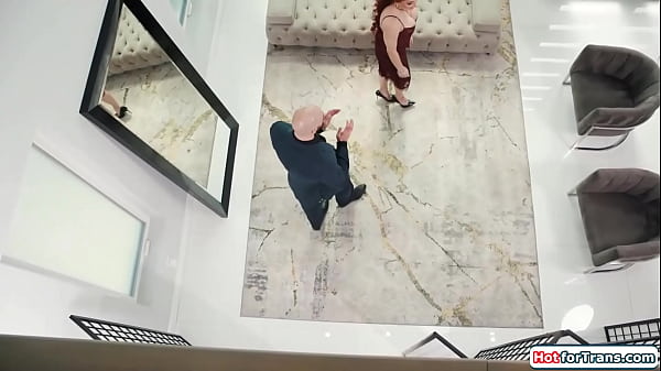 Busty shemale client Ariel Demure analed by personal shopper