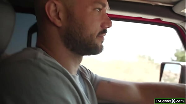 Stunning asian tgirl Ember Fiera fits a big cock up her ass