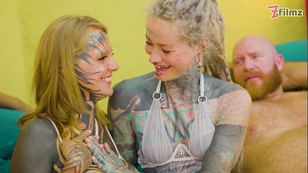 2 Tattooed Alt Girls, 6 Cocks – Gagged, DP, and Facials